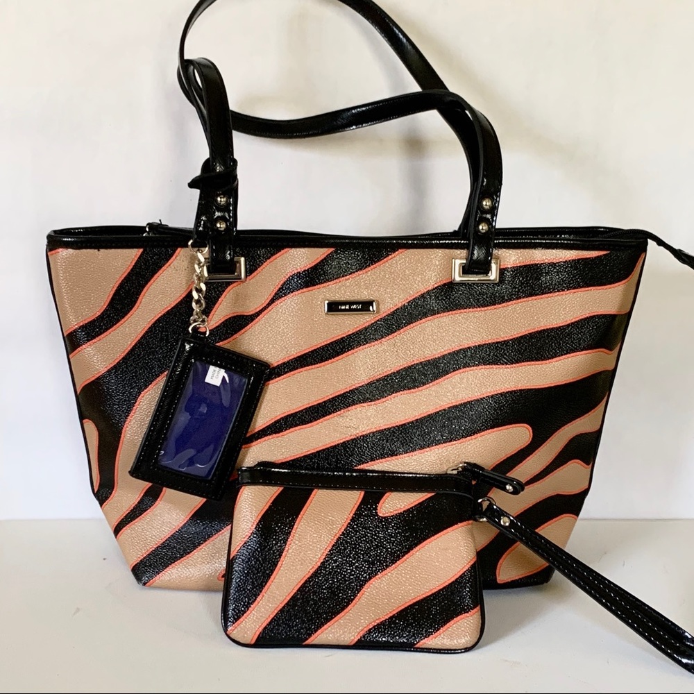 Nine West Animal Print Tote And Pouch